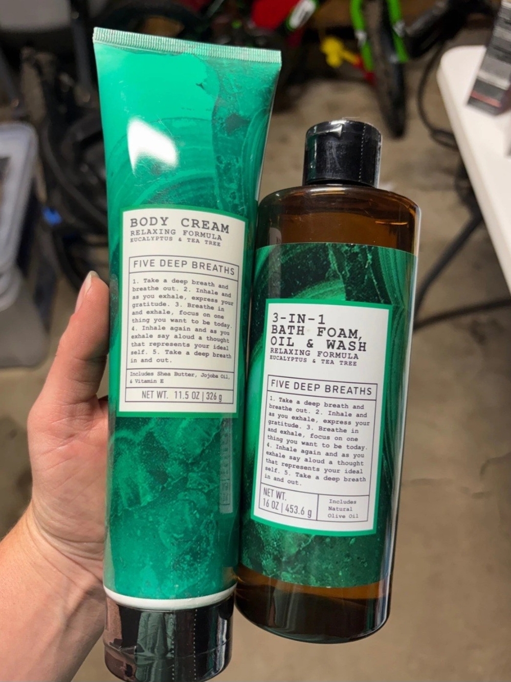 3-in-1 Bath Foam & Body Cream Set - Green (Eucalyptus & Tea Tree)
